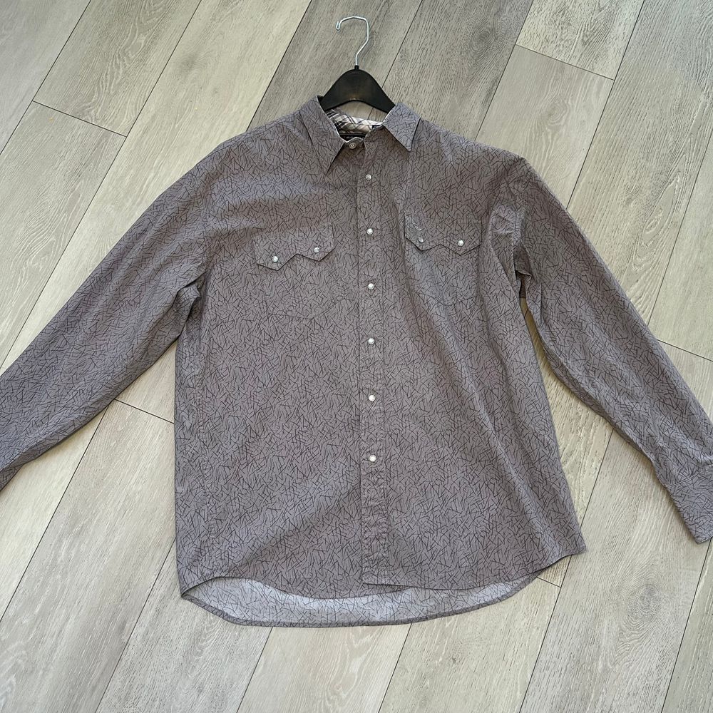 Roper men's retro gray print western size xl pearlized buttons pockets button up